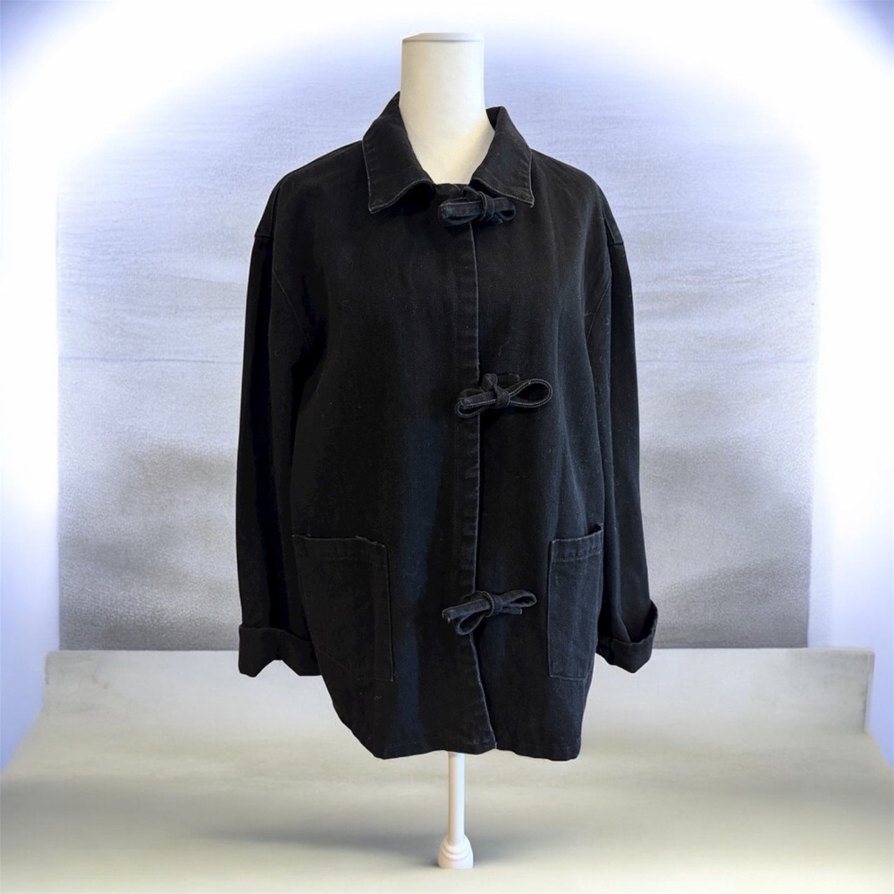 Tie-Front Women's Black Jean Jacket NWOT XL